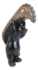 Western Rustic Black Bear Portaging A Canoe Figurine River Cruising Bears Accent