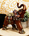 Feng Shui Wood Finished Resin Majestic Asian Elephant With Trunk Up Figurine