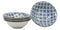 Ebros Made in Japan Blue Geometric Circles Ceramic Bowls Set of 4 Rice Meal Soup Dine