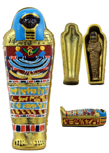 Ancient Egyptian Saqqara Pharaoh Mummy Sarcophagus Figurine 4"H Keepsake Box