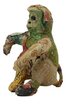 Sitting Jungle Monkey Hand Crafted Paper Mache In Colorful Sari Fabric Figurine