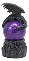 Ebros Twilight Dragon Resting On Purple Sandstorm Glass Ball Statue Sound Sensor Decor