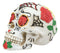 White Sunflower Floral Day of the Dead Sugar Skull With Eyes Of Red Roses Statue