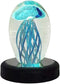 Ebros Art Glass Glow in The Dark Translucent Jellyfish & LED Base (Dark Blue)