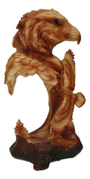 American Pride Bald Eagle Bust With Soaring Eagle Sculpture In Faux Wood Finish