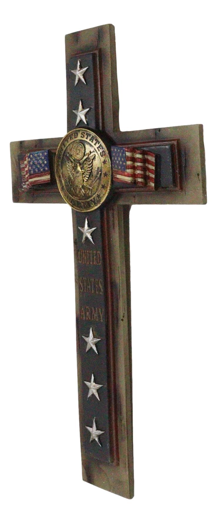 Western USA Military United States Army Medallion Flags and Stars Wall Cross