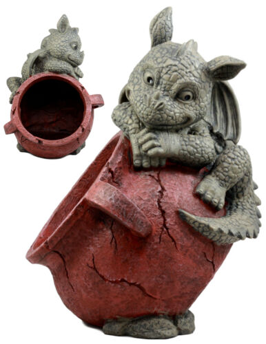 Naughty Climbing Dragon Baby Planter Pot Home Patio Garden Decor Statue 13"H