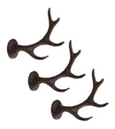 Set Of 3 Cast Iron Western Rustic Stag Deer Crown Antler Wall Coat Keys Hooks