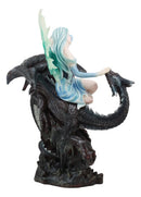 Large Ice Elemental Fairy With Night Fury Dragon Statue 14"L Fantasy Witch Fairy