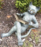 Outdoor Garden Bookworm Feline Cat With Glasses Enjoying The Weather Statue