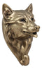 Wolf Animal Head Single Wall Hook Hanger Animal Shape Rustic Faux Bronze Figure