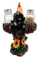 Farm Barnyard Rooster Salt Pepper Shakers Holder Figurine Spice To Crow About