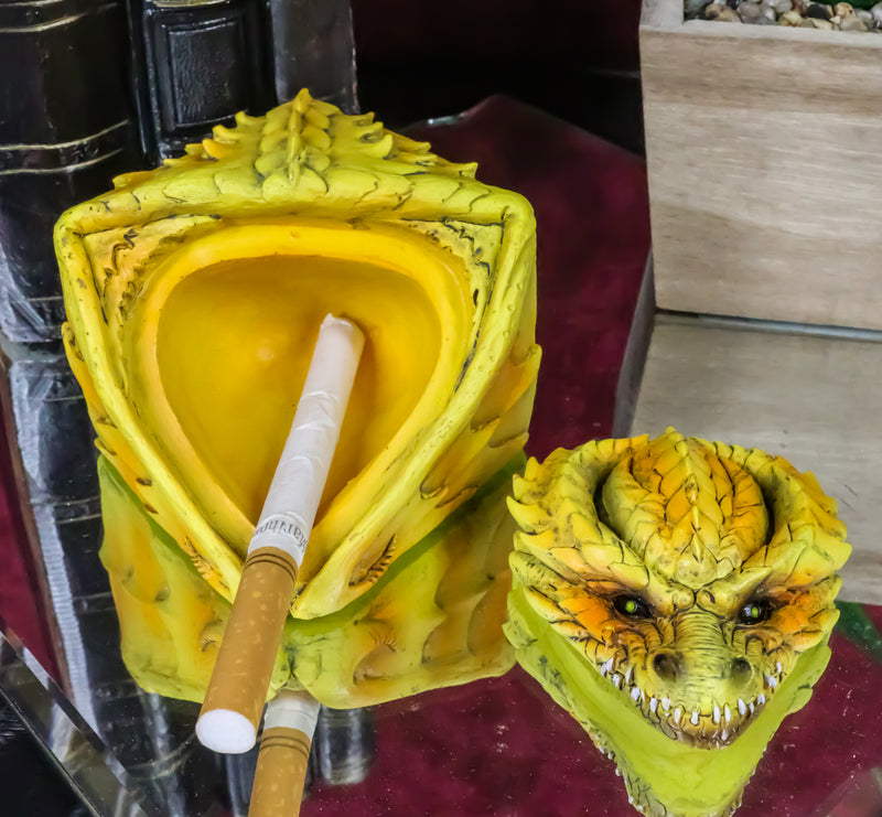 Hibernating Dragon Yellow Serpent Drake Small Stash Trinket Jewelry Box Figurine