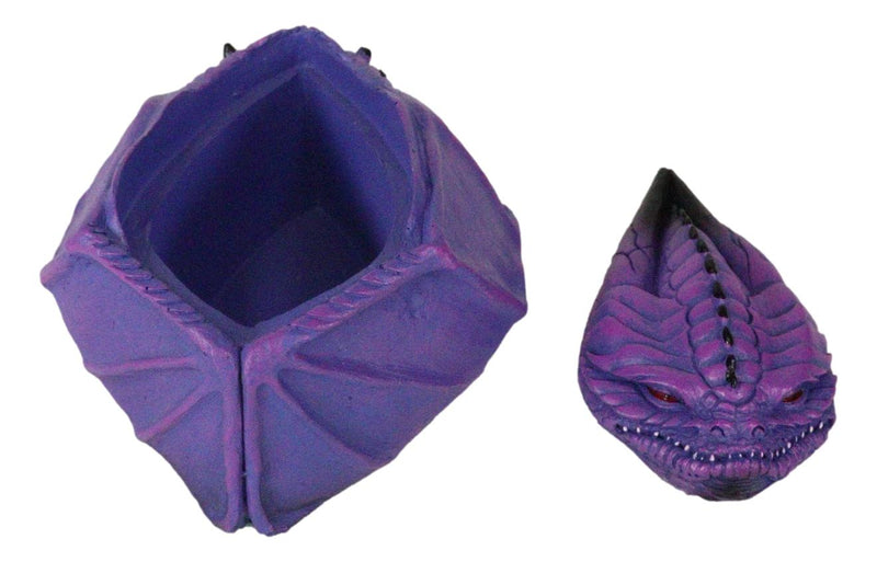 Hibernating Dragon Purple Serpent Drake Small Stash Trinket Jewelry Box Figurine