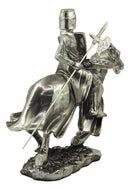 Ebros Medieval Suit of Armor Knight With Poleaxe On Cavalry Horse Statue 9" Long Medieval Warfare Heavy Cavalry Champion With Pollaxe Decorative Figurine