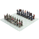 US Civil War Union North VS Confederate South Chess Pieces And Glass Board Set