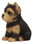 Realistic Sitting Mini Yorkie Statue Cute Pet Pal Yorkshire Terrier Dog Figurine