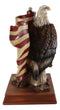 American Pride National Emblem Bald Eagle Perching On Tree By Flag Figurine 9"H