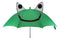 Ebros Gift Children Kids Animated Colorful Pop Up Umbrella 33" Diameter Animal Themed Umbrellas with 3D Ears Or Eyes Fun Child Friendly Playing in The Rain (Green Happy Frog Toad)