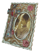 Catholic Lady Of Grace Mary Guadalupe Cross With Pink Roses 4X6 Picture Frame