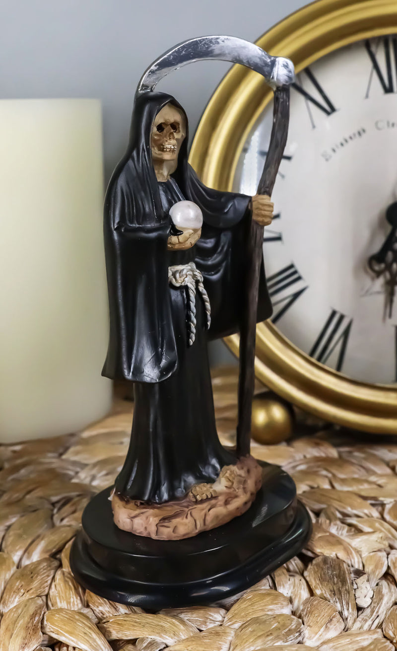 Ebros Black Santa Muerte With Scythe Statue 5.5" Tall Bone Mother Dark Angel Of Protection Decorative Figurine