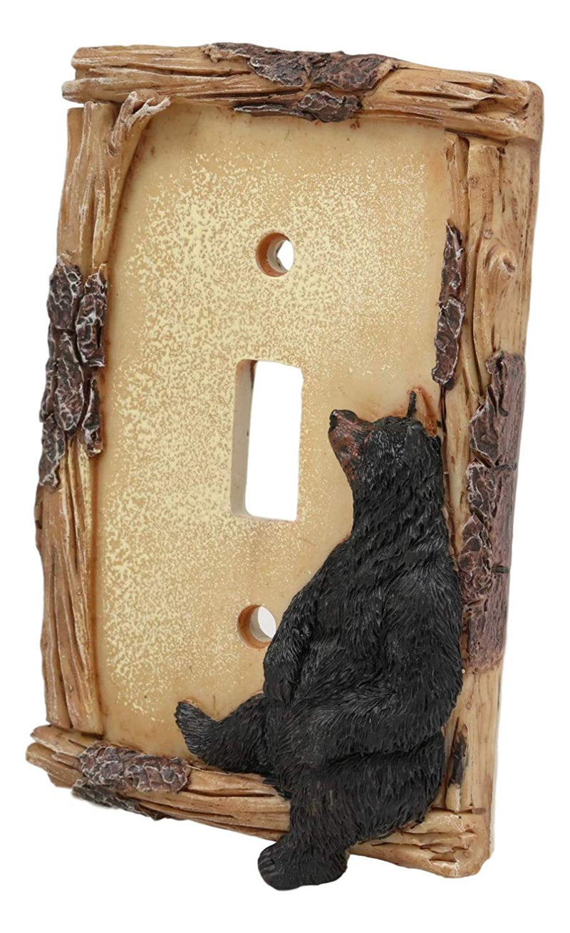 Ebros Black Bear By Branch Twigs Wall Light Cover Set of 6 Single Toggle Switch