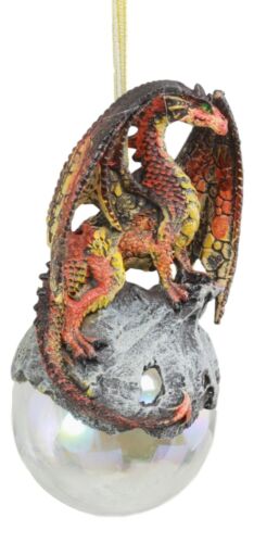 Ruth Thompson Hyperion Dragon Perching On Glass Ball 5"High Ornament Figurine