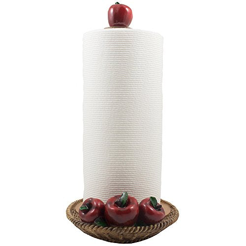 Apple Basket Paper Towel Holder with Wicker Look Decorative Display Stand