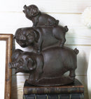 Ebros 9" H Cast Iron Rustic Farmhouse Stacked 3 Little Pigs Decorative Figurine Cutout