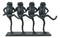 Ebros Gift Cast Aluminum Metal Whimsical Rustic Folk Dancing Frogs Parade Statue 14.25" Wide Frog Desktop Shelf Countertop Mantelpiece Decorative Sculpture in Verdi Green Finish