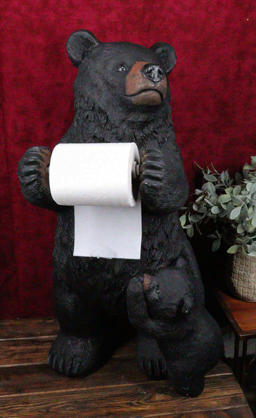 Ebros Rustic Woodland Forest Black Bear Standing Paper Towel Holder St–  Ebros Gift