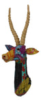 Wild Gazelle Antelope Hand Crafted Paper Mache In Sari Fabric Wall Head Decor