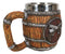 Rustic Western Crossed Dual Revolver Pistol Guns In Faux Wood Bourbon Barrel Mug