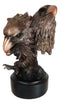 Majestic Mighty 2 American Bald Eagle Heads With Talons Bronzed Resin Figurine