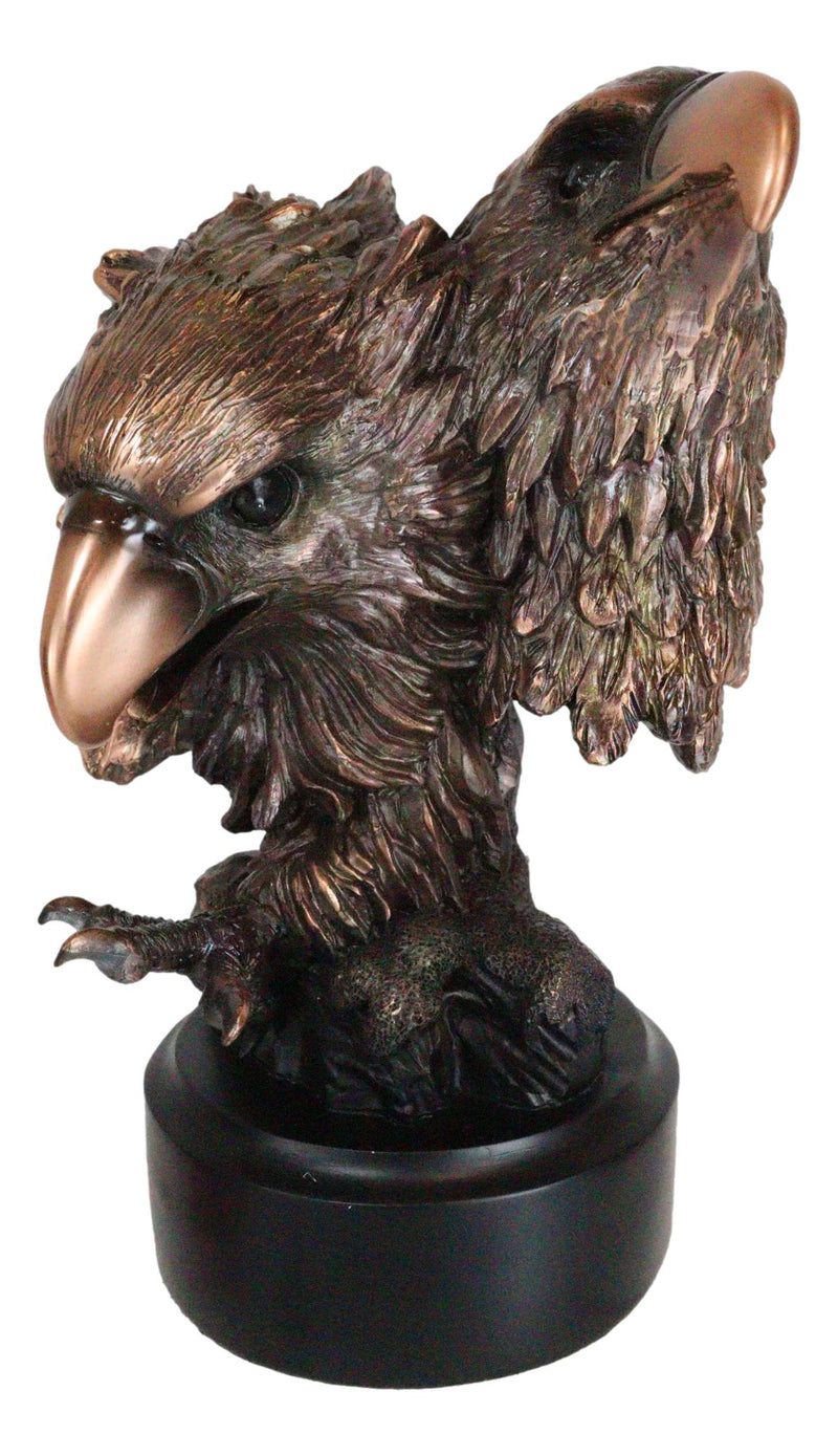 Majestic Mighty 2 American Bald Eagle Heads With Talons Bronzed Resin Figurine