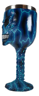 Ebros Thor Blue Lightning Thunder Bolt Rocker Skull Face Wine Goblet Chalice