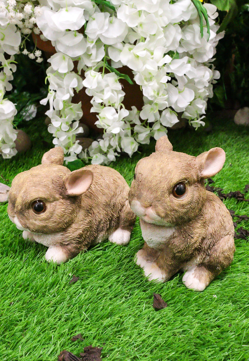 Set Of 2 Whimsical Cute Baby Bunny Rabbits Pet Pal Fairy Garden Figurines