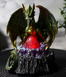 Ebros Spell Caster Fantasy Green Dragon By Egg Volcano LED Light Figurine