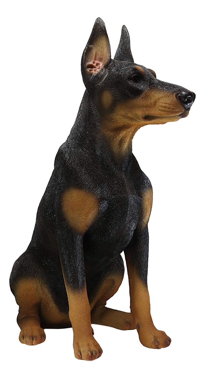 Ebros Lifelike Sitting Doberman Pinscher Statue 23.5