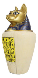 Ancient Egyptian Feline Cat Goddess Bastet Canopic Jar Memorial Urn Figurine