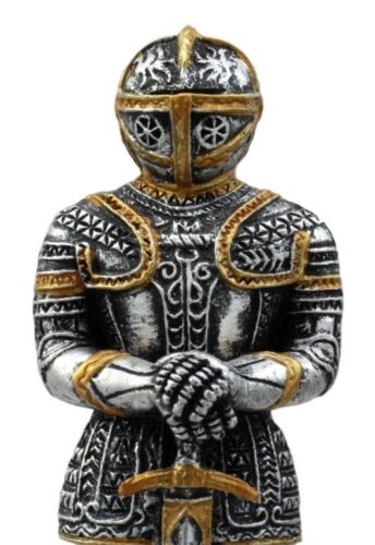 Ebros Gift Medieval Spanish Knight Dollhouse Miniature Figurine 4" H Suit of Armor Long Swordsman Sculpture Decor