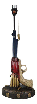 Western Star Texas Flag Six Shooter Pistol Gun With Bullets Desktop Table Lamp