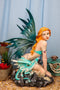 Elemental Water Goddess Khaleesi Fairy with Two Baby Dragons Statue 12.25"H