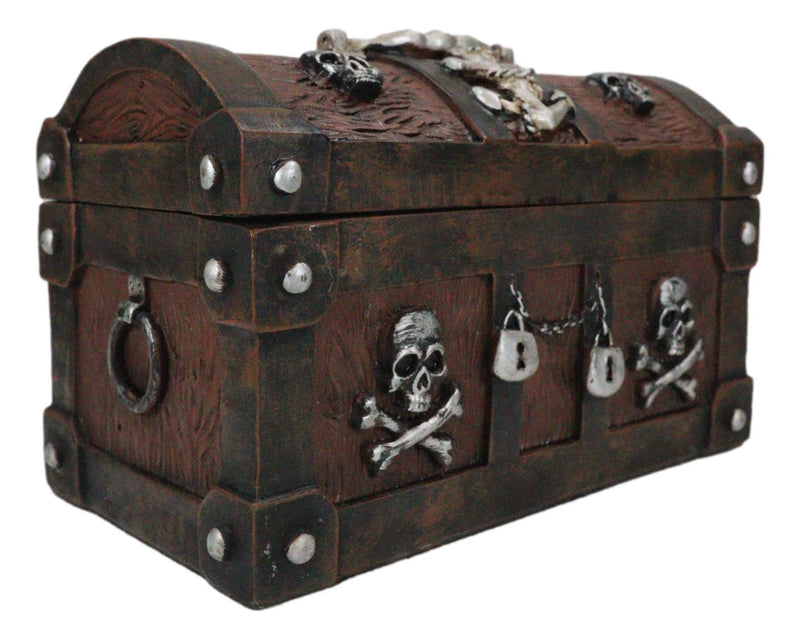 Caribbean Pirate Skull With Crossed Bones Ship Anchor Davy Jones Decorative Box